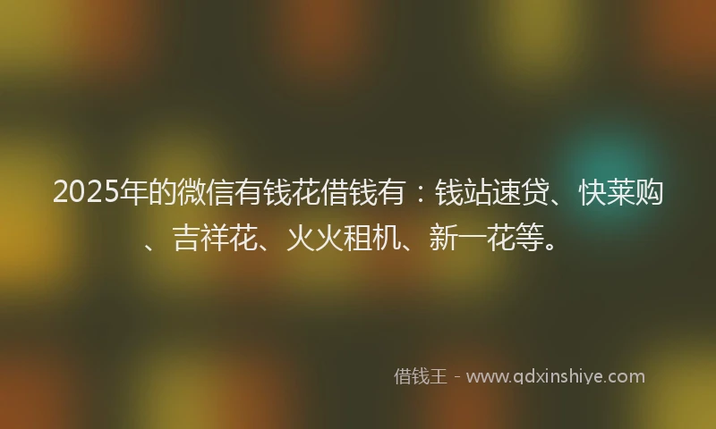 2025年的微信有钱花借钱有：钱站速贷、快莱购、吉祥花、火火租机、新一花等。