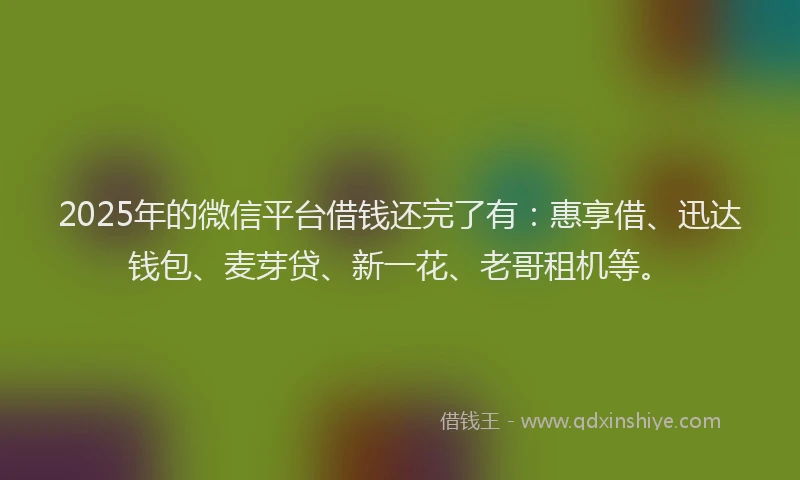 2025年的微信平台借钱还完了有：惠享借、迅达钱包、麦芽贷、新一花、老哥租机等。