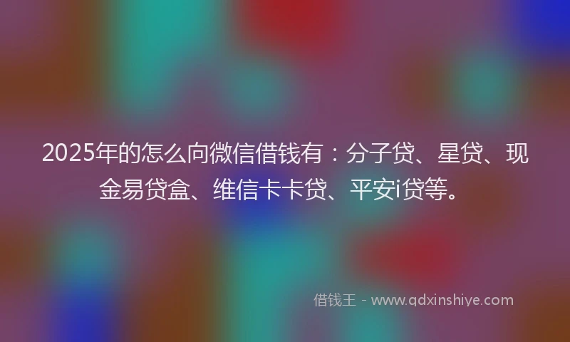 2025年的怎么向微信借钱有：分子贷、星贷、现金易贷盒、维信卡卡贷、平安i贷等。
