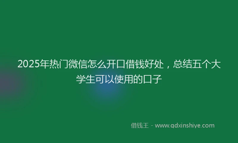 2025年热门微信怎么开口借钱好处，总结五个大学生可以使用的口子