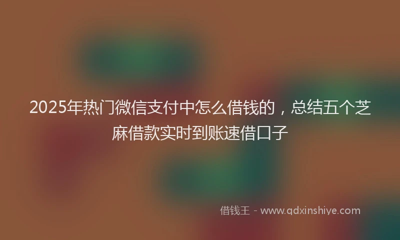 2025年热门微信支付中怎么借钱的，总结五个芝麻借款实时到账速借口子