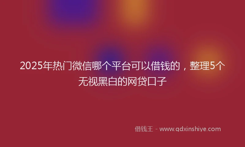 2025年热门微信哪个平台可以借钱的，整理5个无视黑白的网贷口子