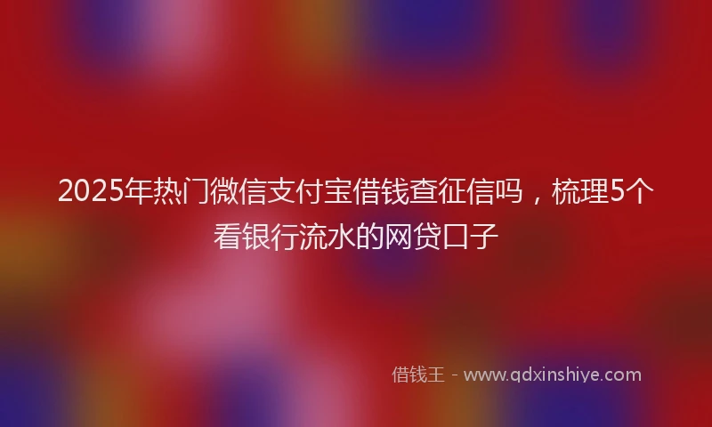 2025年热门微信支付宝借钱查征信吗，梳理5个看银行流水的网贷口子