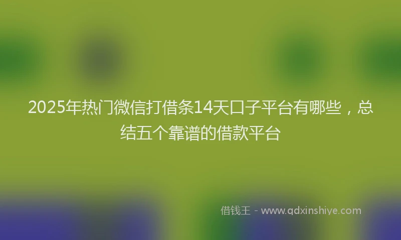 2025年热门微信打借条14天口子平台有哪些，总结五个靠谱的借款平台