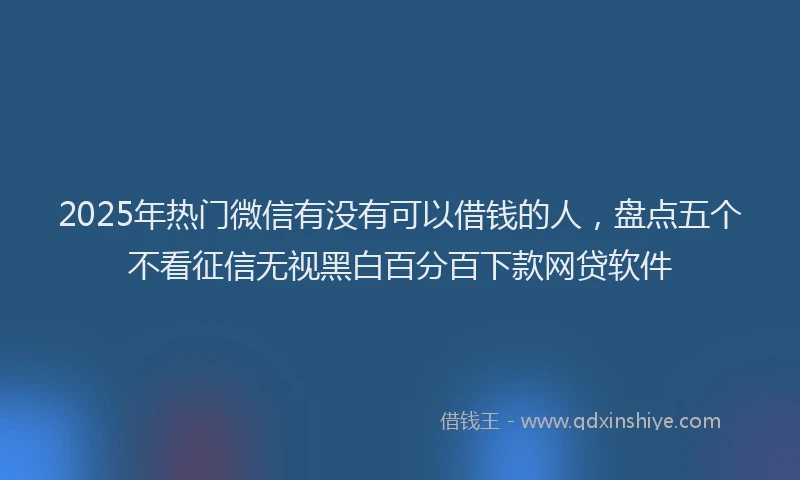 2025年热门微信有没有可以借钱的人，盘点五个不看征信无视黑白百分百下款网贷软件