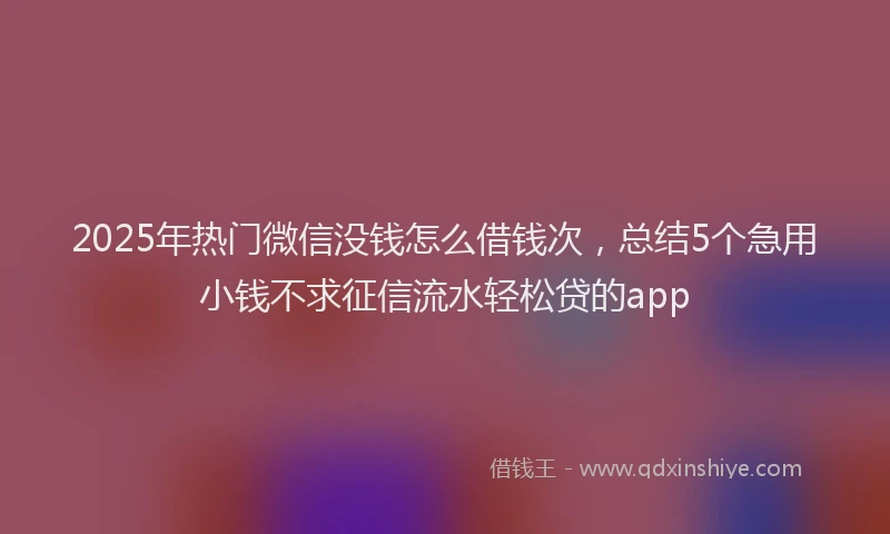 2025年热门微信没钱怎么借钱次，总结5个急用小钱不求征信流水轻松贷的app