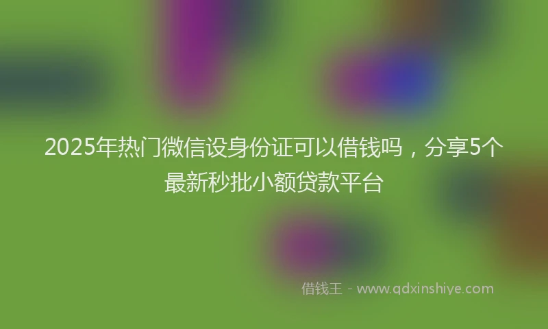 2025年热门微信设身份证可以借钱吗，分享5个最新秒批小额贷款平台