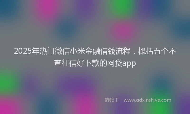 2025年热门微信小米金融借钱流程，概括五个不查征信好下款的网贷app