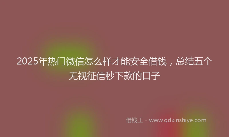 2025年热门微信怎么样才能安全借钱，总结五个无视征信秒下款的口子