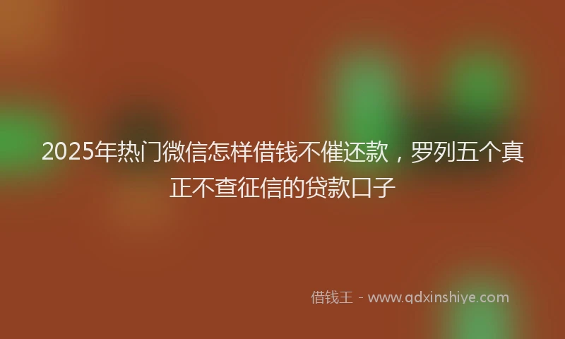 2025年热门微信怎样借钱不催还款，罗列五个真正不查征信的贷款口子