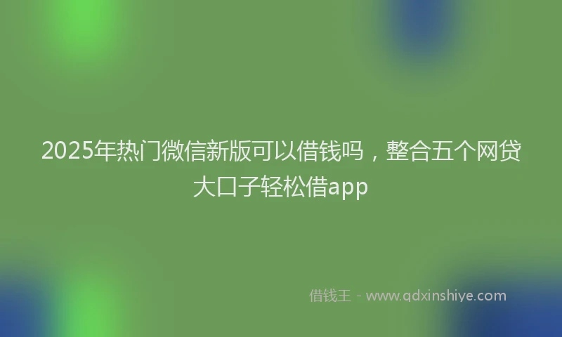 2025年热门微信新版可以借钱吗，整合五个网贷大口子轻松借app