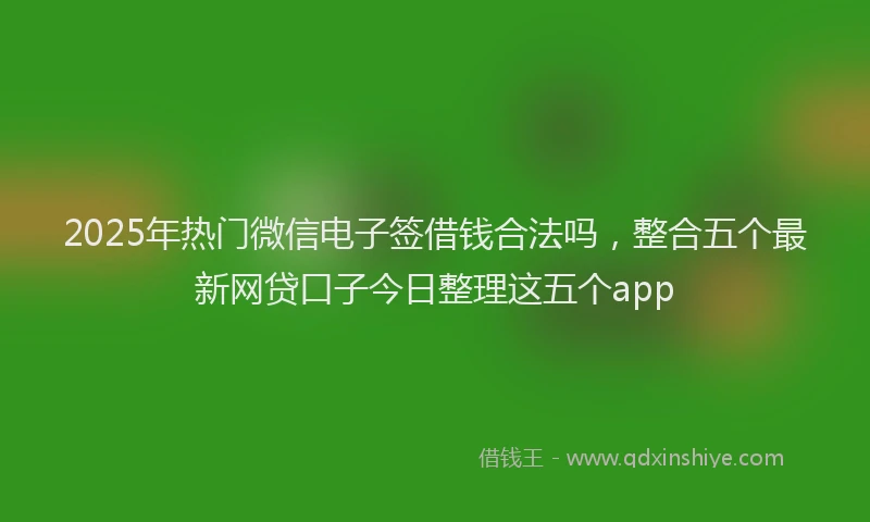 2025年热门微信电子签借钱合法吗，整合五个最新网贷口子今日整理这五个app
