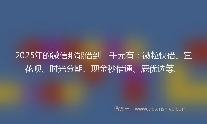 2025年的微信那能借到一千元有：微粒快借、宜花呗、时光分期、现金秒借通、鹿优选等。