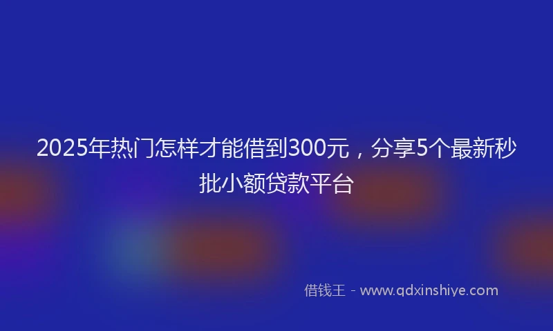 2025年热门怎样才能借到300元，分享5个最新秒批小额贷款平台