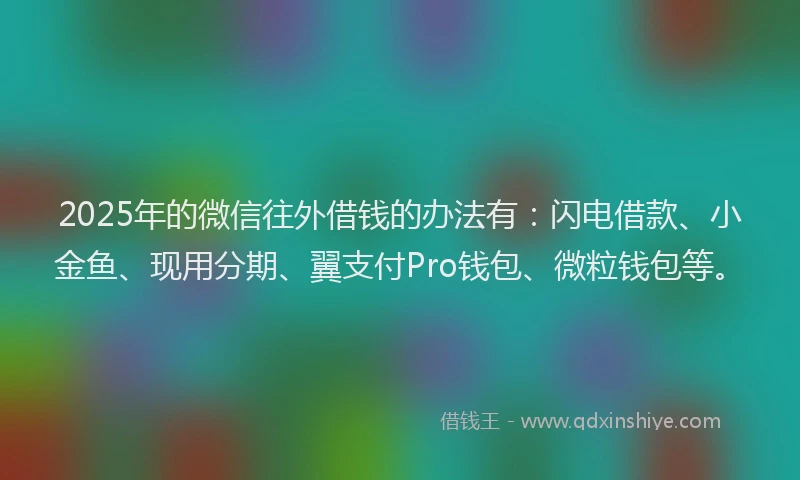 2025年的微信往外借钱的办法有：闪电借款、小金鱼、现用分期、翼支付Pro钱包、微粒钱包等。