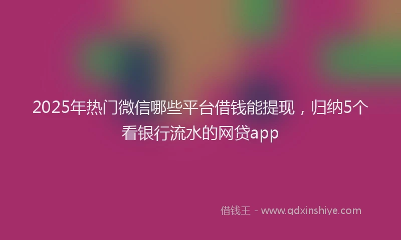 2025年热门微信哪些平台借钱能提现，归纳5个看银行流水的网贷app