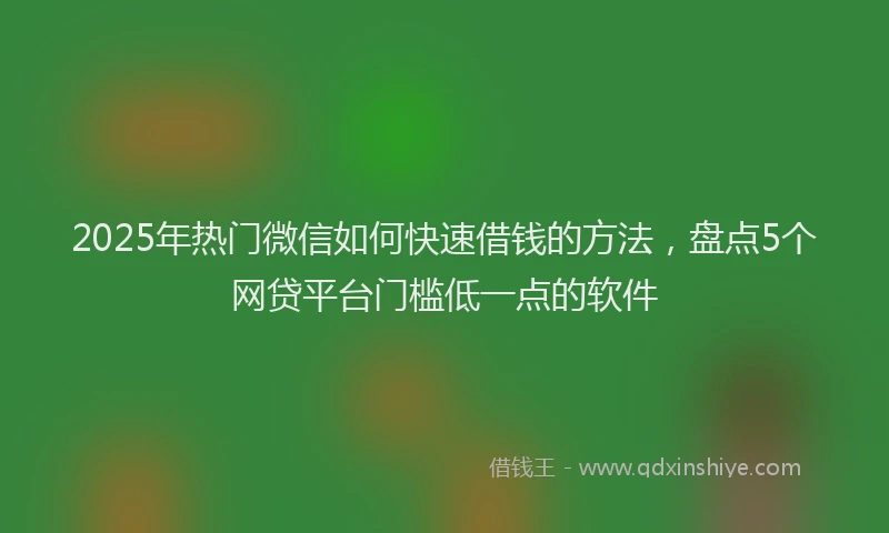 2025年热门微信如何快速借钱的方法，盘点5个网贷平台门槛低一点的软件