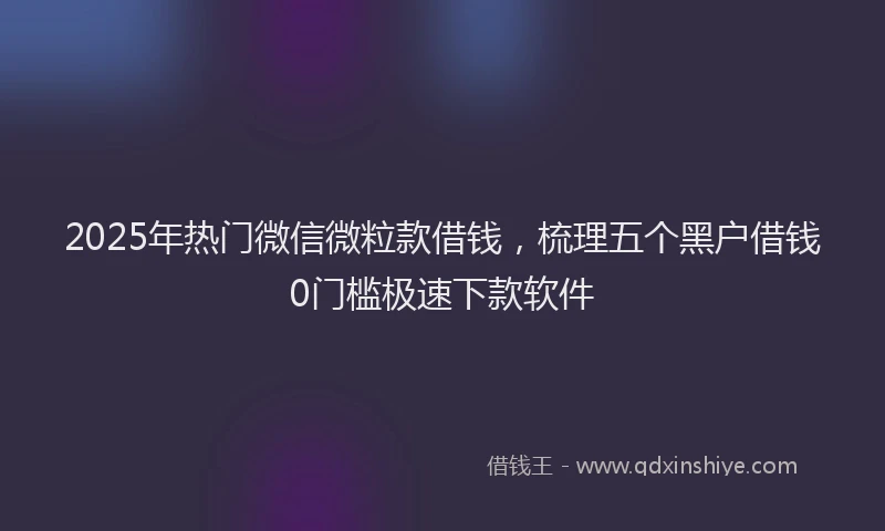 2025年热门微信微粒款借钱，梳理五个黑户借钱0门槛极速下款软件