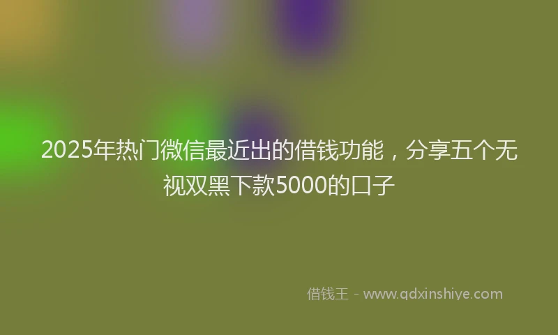 2025年热门微信最近出的借钱功能，分享五个无视双黑下款5000的口子