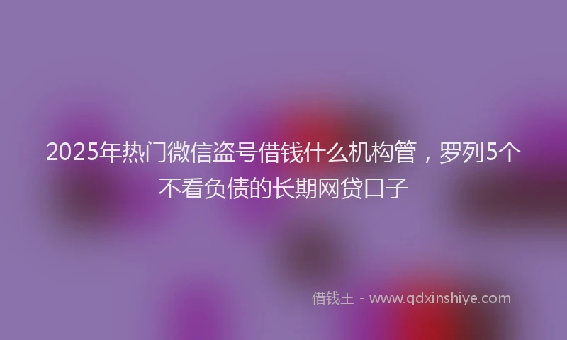 2025年热门微信盗号借钱什么机构管，罗列5个不看负债的长期网贷口子