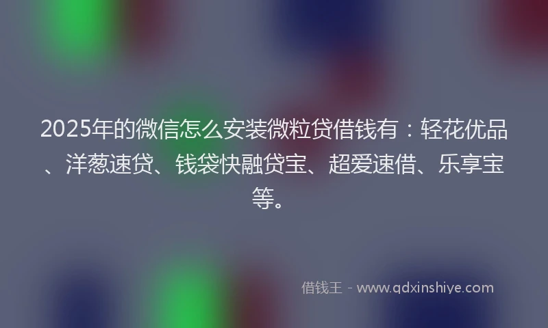 2025年的微信怎么安装微粒贷借钱有：轻花优品、洋葱速贷、钱袋快融贷宝、超爱速借、乐享宝等。