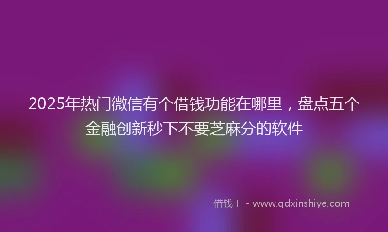 2025年热门微信有个借钱功能在哪里，盘点五个金融创新秒下不要芝麻分的软件