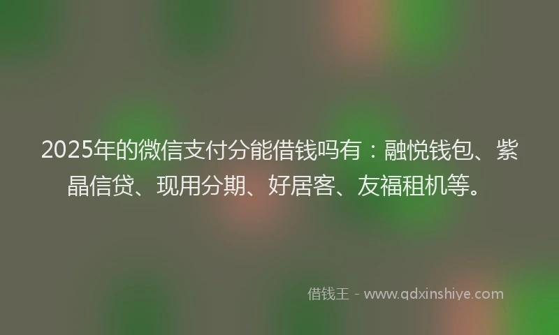 2025年的微信支付分能借钱吗有：融悦钱包、紫晶信贷、现用分期、好居客、友福租机等。
