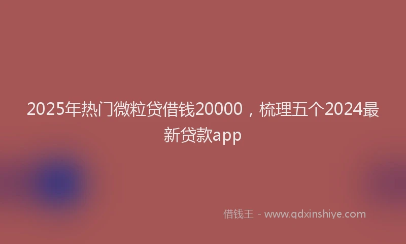2025年热门微粒贷借钱20000，梳理五个2024最新贷款app