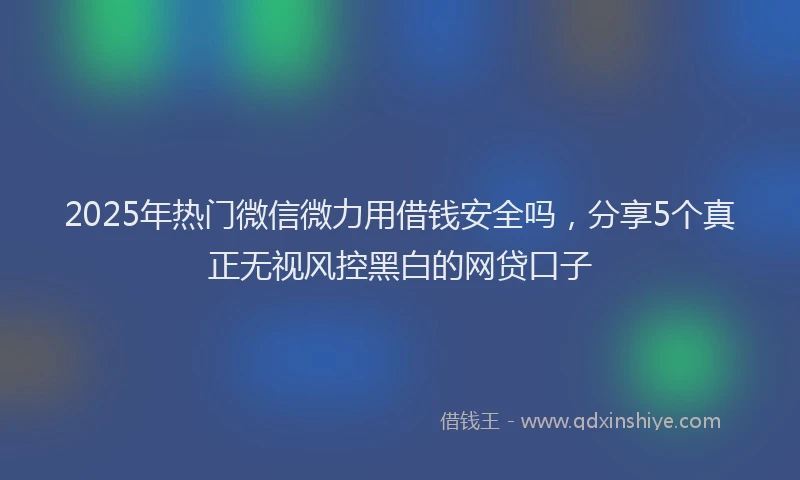 2025年热门微信微力用借钱安全吗，分享5个真正无视风控黑白的网贷口子