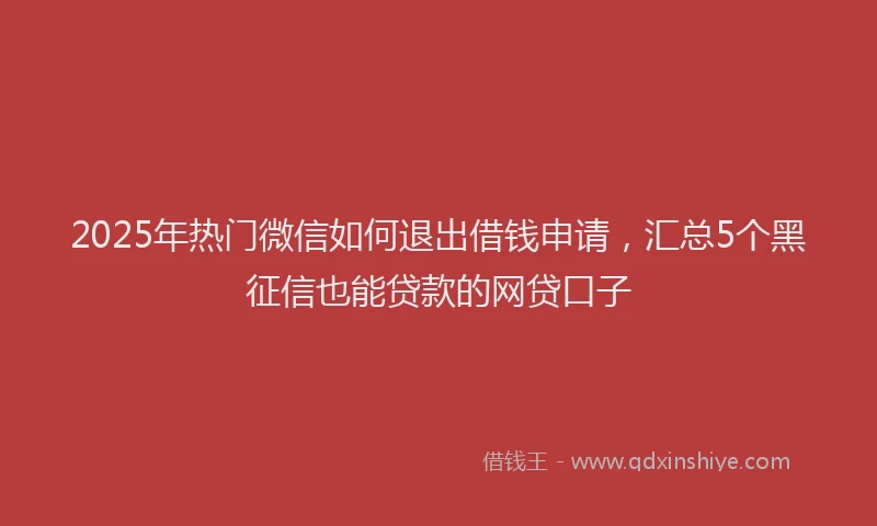 2025年热门微信如何退出借钱申请，汇总5个黑征信也能贷款的网贷口子