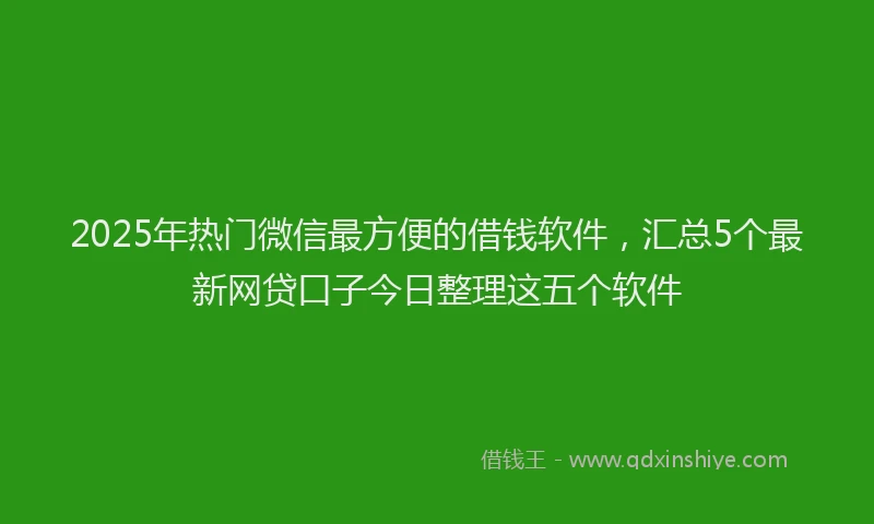2025年热门微信最方便的借钱软件，汇总5个最新网贷口子今日整理这五个软件