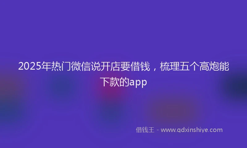 2025年热门微信说开店要借钱，梳理五个高炮能下款的app
