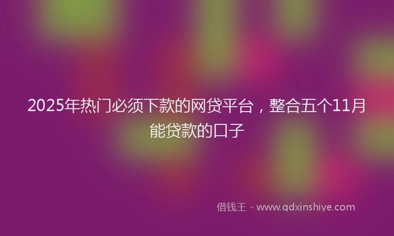 2025年热门必须下款的网贷平台，整合五个11月能贷款的口子