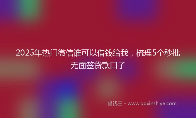 2025年热门微信谁可以借钱给我，梳理5个秒批无面签贷款口子
