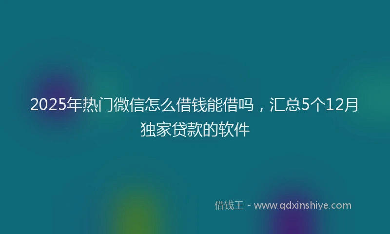 2025年热门微信怎么借钱能借吗，汇总5个12月独家贷款的软件