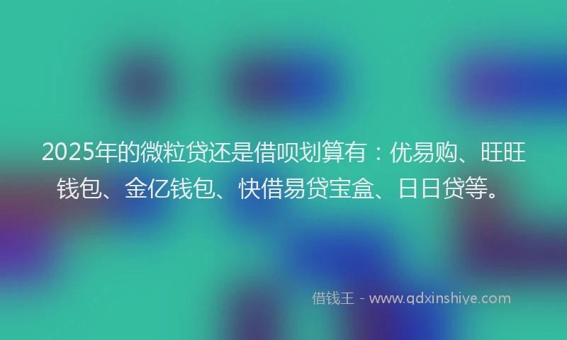 2025年的微粒贷还是借呗划算有：优易购、旺旺钱包、金亿钱包、快借易贷宝盒、日日贷等。