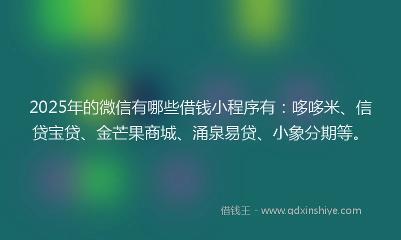 2025年的微信有哪些借钱小程序有：哆哆米、信贷宝贷、金芒果商城、涌泉易贷、小象分期等。