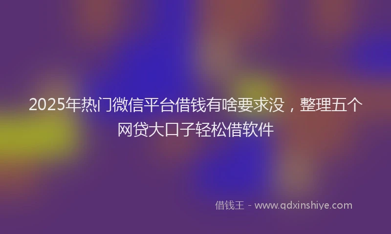 2025年热门微信平台借钱有啥要求没，整理五个网贷大口子轻松借软件