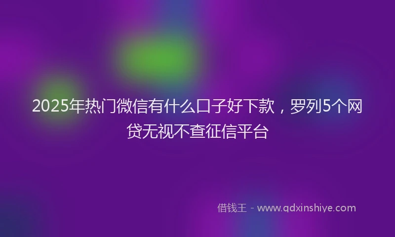 2025年热门微信有什么口子好下款，罗列5个网贷无视不查征信平台