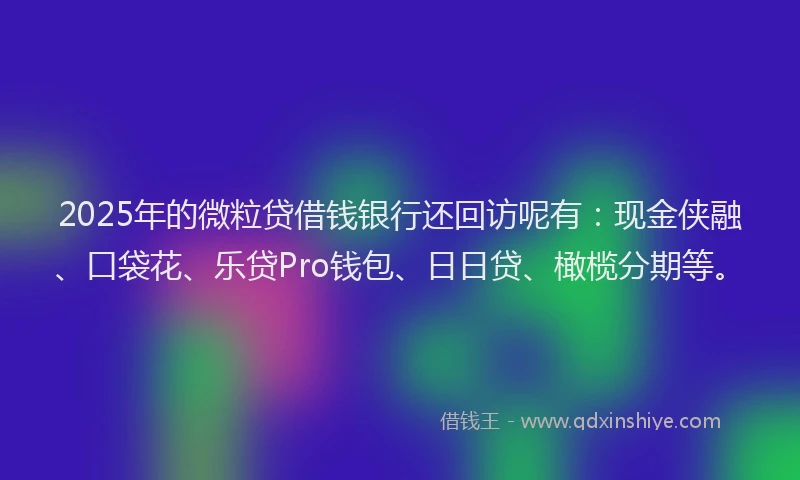 2025年的微粒贷借钱银行还回访呢有：现金侠融、口袋花、乐贷Pro钱包、日日贷、橄榄分期等。