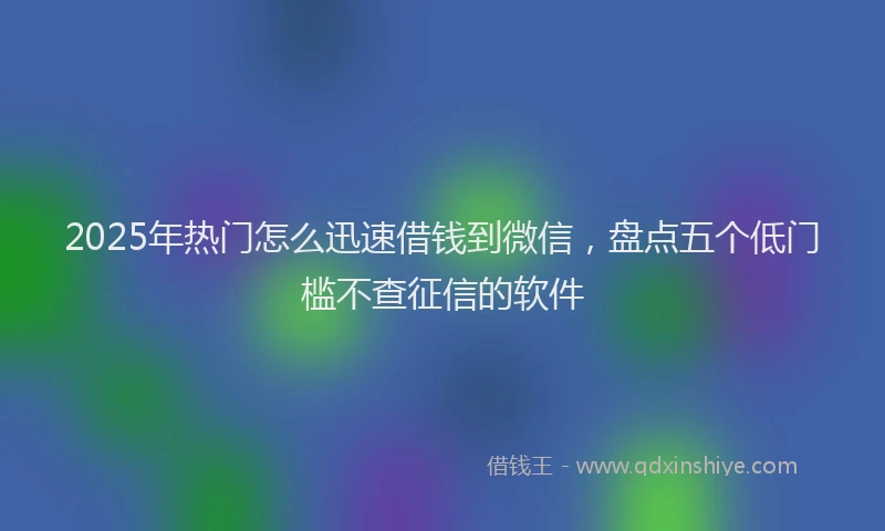 2025年热门怎么迅速借钱到微信，盘点五个低门槛不查征信的软件