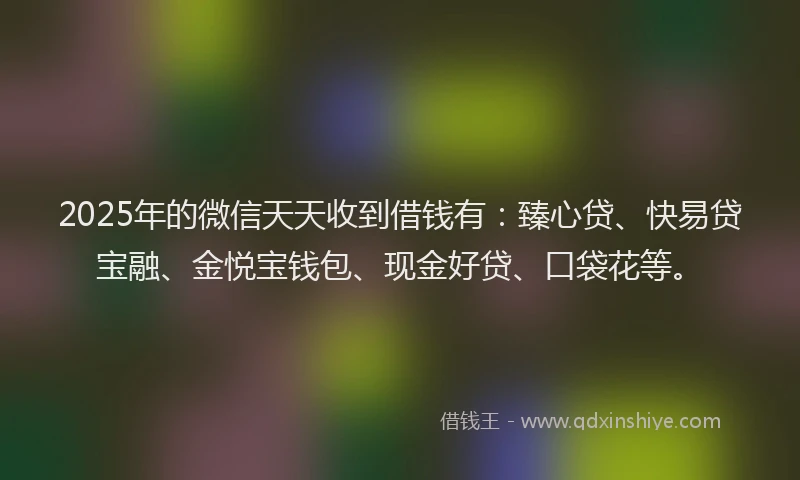 2025年的微信天天收到借钱有：臻心贷、快易贷宝融、金悦宝钱包、现金好贷、口袋花等。