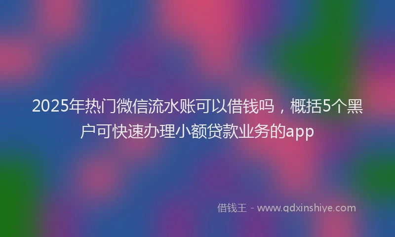 2025年热门微信流水账可以借钱吗，概括5个黑户可快速办理小额贷款业务的app