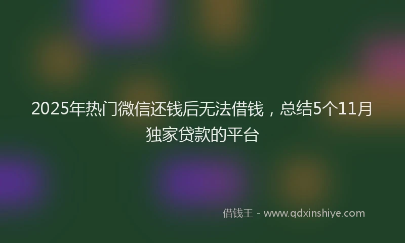2025年热门微信还钱后无法借钱，总结5个11月独家贷款的平台