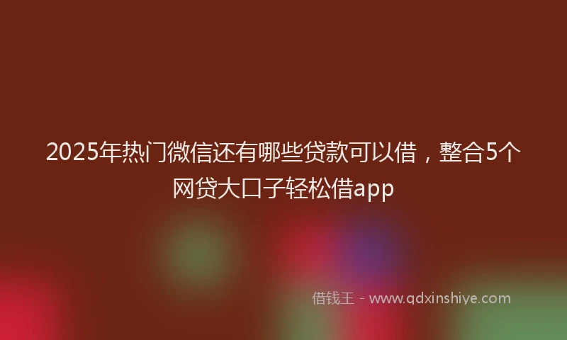 2025年热门微信还有哪些贷款可以借，整合5个网贷大口子轻松借app