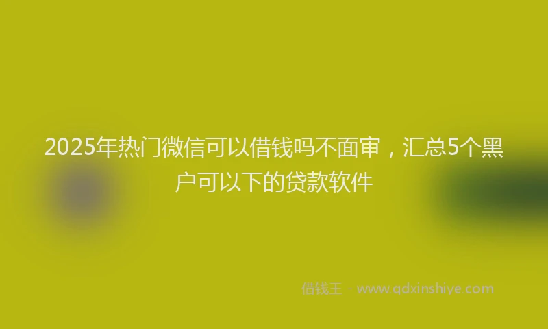 2025年热门微信可以借钱吗不面审，汇总5个黑户可以下的贷款软件