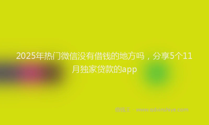 2025年热门微信没有借钱的地方吗，分享5个11月独家贷款的app