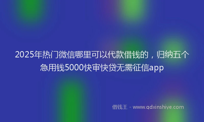 2025年热门微信哪里可以代款借钱的，归纳五个急用钱5000快审快贷无需征信app
