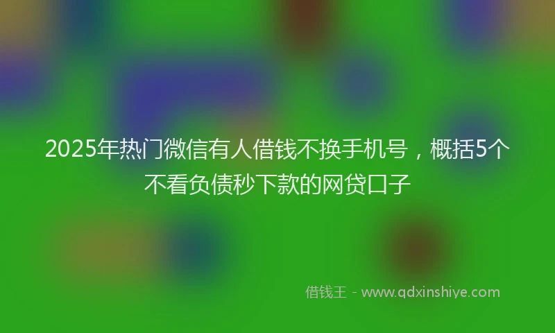 2025年热门微信有人借钱不换手机号，概括5个不看负债秒下款的网贷口子