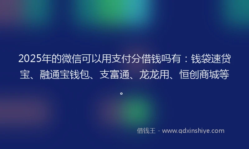 2025年的微信可以用支付分借钱吗有：钱袋速贷宝、融通宝钱包、支富通、龙龙用、恒创商城等。